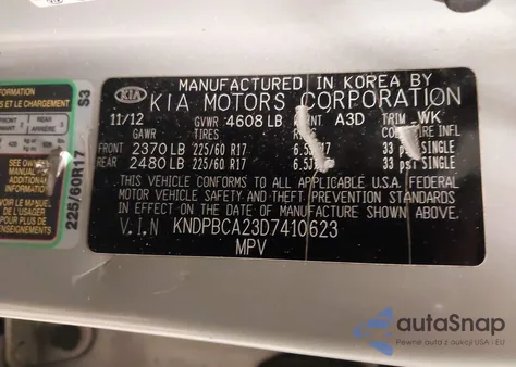 2013 Kia Sportage Lx from USA, damaged, VIN KNDPBCA23D7410623